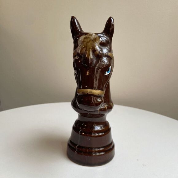 Vtg Horse Table Lighter Figurine Brown Handpainted Blue Eyes Made in Japan 7" - Picture 3 of 12